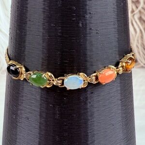 Beautiful, goldtone, multicolored stone tennis bracelet